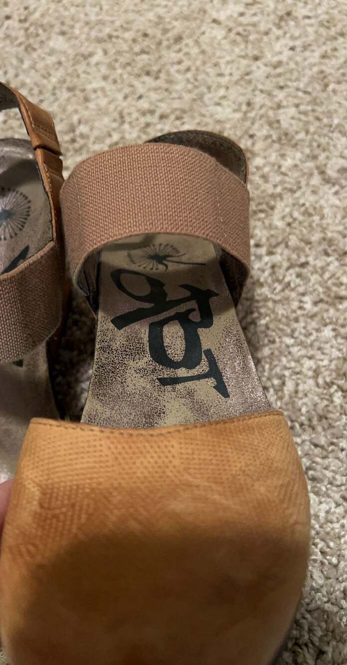 OTBT Rexburg Wedge Sandals Tan Leather Textile Size 7M - Picture 9 of 10